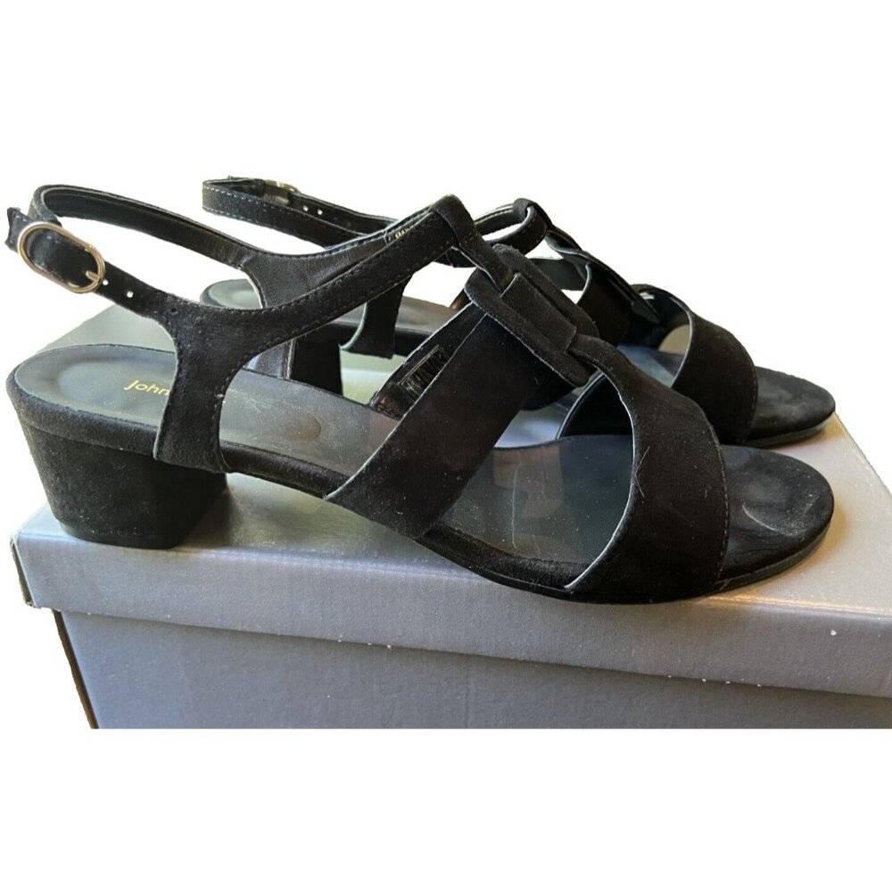 JOHN LEWIS Ladies Black Suede Sandals Low Heels Maria UK8 US10